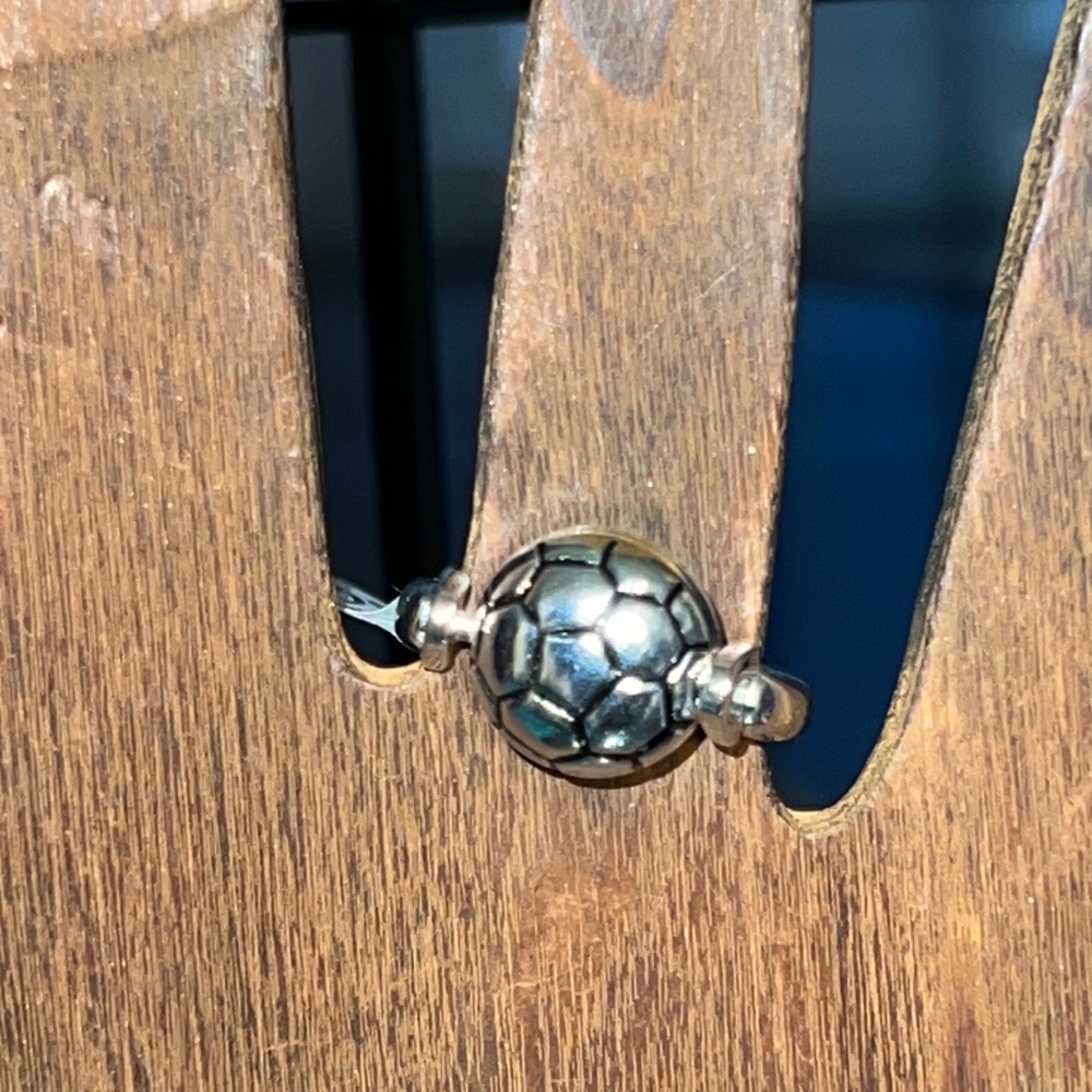 New Fashion Ring “Soccer Ball” Spin Silver Tone Ring Size 6